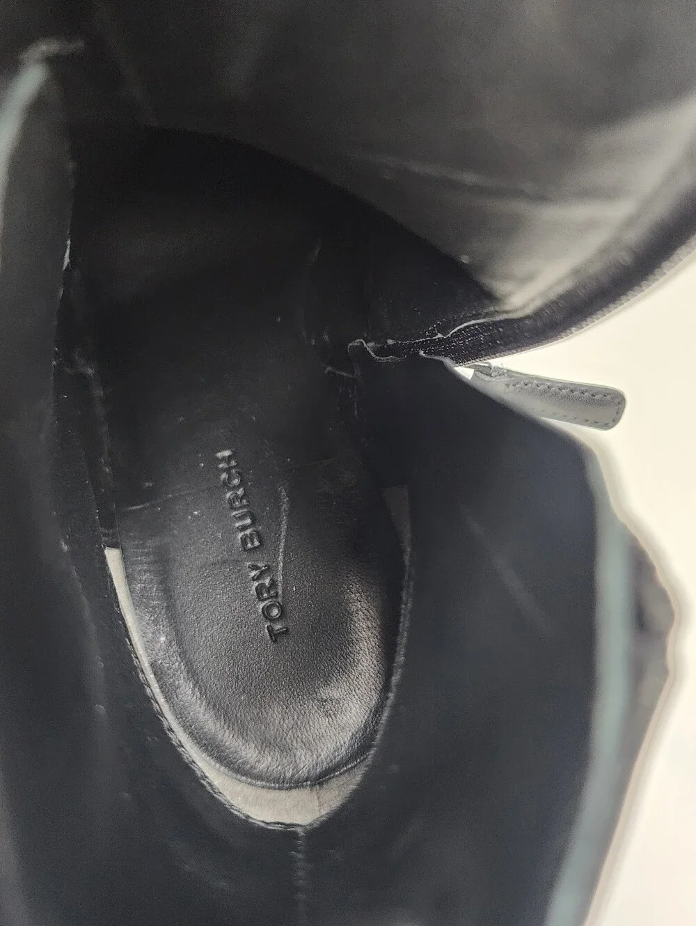 Tory Burch Multi Logo Buckle Black Leather Womens Ankle Boots with Gold Accent